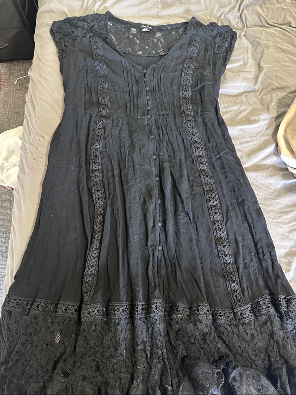 City Chic Black Lace Trim Dress